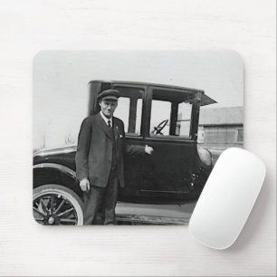 American Man & His Antique Car Mouse Pad