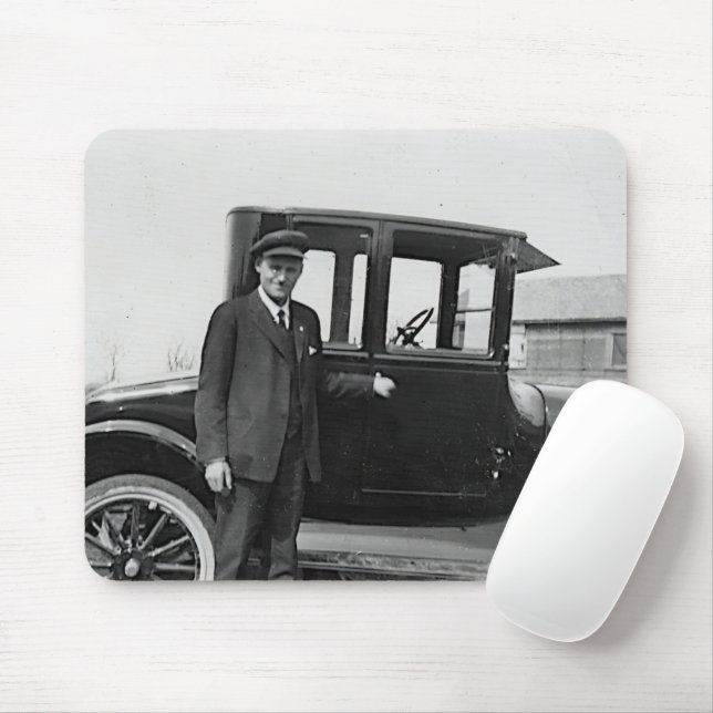 American Man & His Antique Car Mouse Pad (With Mouse)