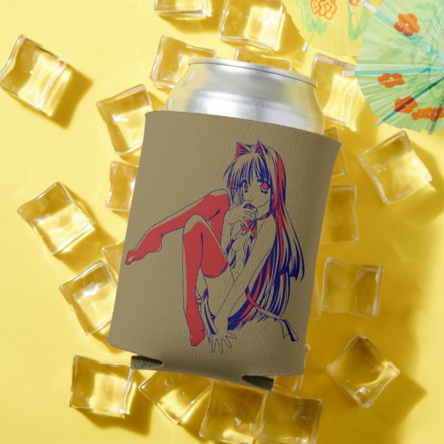 American Manga Neko Catgirl Kawaii Anime Can Cooler (In Situ Summer)