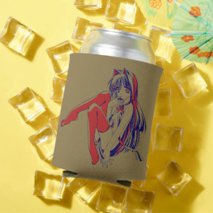 American Manga Neko Catgirl Kawaii Anime Can Cooler