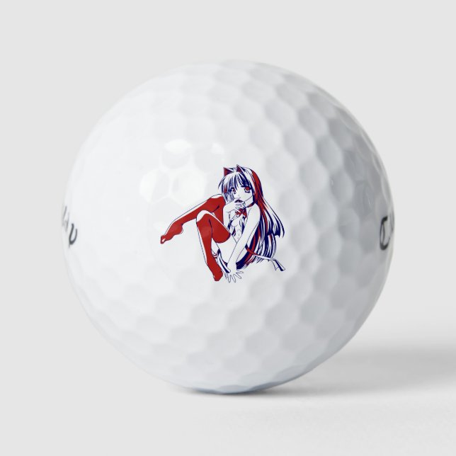 American Manga Neko Catgirl Kawaii Anime Golf Balls (Front)