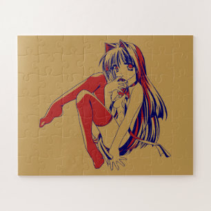American Manga Neko Catgirl Kawaii Anime Jigsaw Puzzle