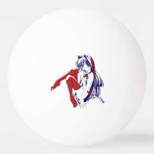 American Manga Neko Catgirl Kawaii Anime Ping Pong Ball