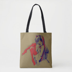 American Manga Neko Catgirl Kawaii Anime Tote Bag