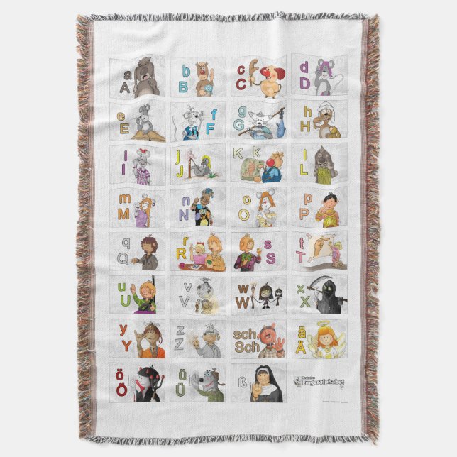 American Manual Alphabet II Throw Blanket (Front Vertical)