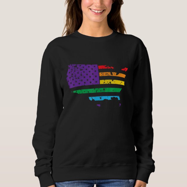 American map LGBT pride Sweatshirt (Front)
