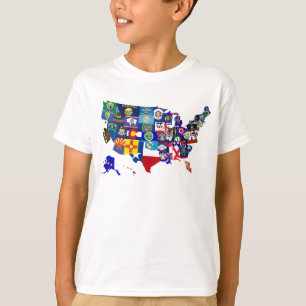 American Map State Flags Mosaic T-Shirt