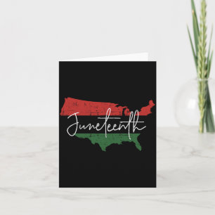 american map with pan african flag for juneteenth card