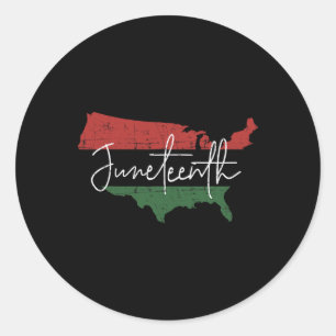American Map With Pan African Flag For Juneteenth  Classic Round Sticker