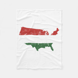 american map with pan african flag for juneteenth fleece blanket