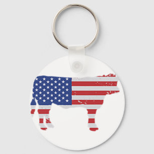 American Meat USA Flag BBQ Beef Proud Butcher Cuts Key Ring