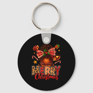 American Melanin Afro Sleigh Queen Christmas Afric Key Ring