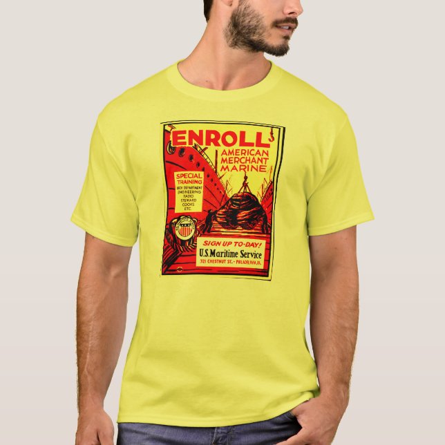 American Merchant Marine - Enrol Today T-Shirt (Front)