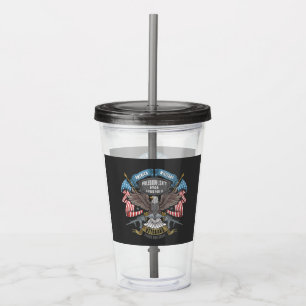 American Military with Flag and Eagle Acrylic Tumbler