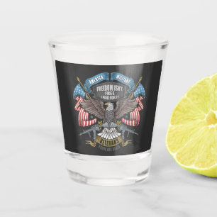 American Military with Flag and Eagle Shot Glass
