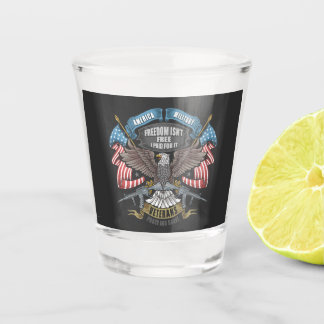 American Military with Flag and Eagle Shot Glass