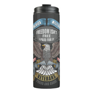 American Military with Flag and Eagle Thermal Tumbler