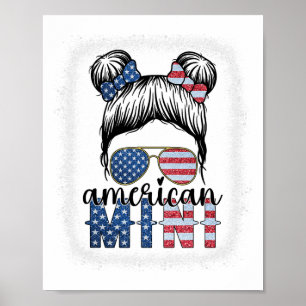 American Mini 4th Of July Messy Bun Usa Flag Ameri Poster