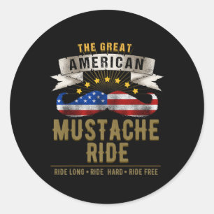 American Moustache Ride 4th Of July For Patriotic  Classic Round Sticker