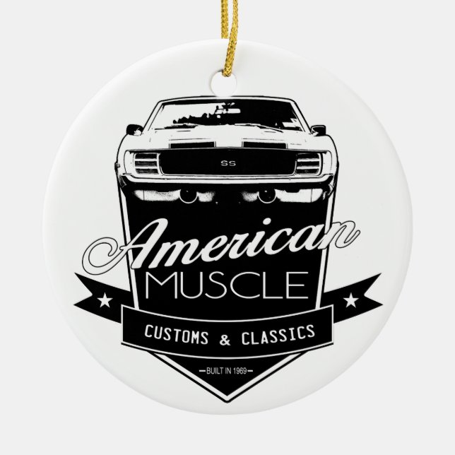 American Muscle Camaro Ceramic Tree Decoration (Front)