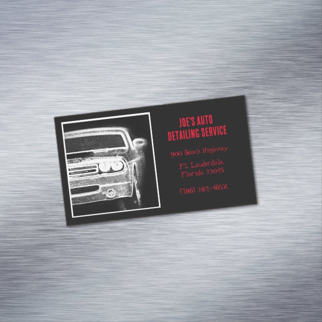 American Muscle Car Black and White Automotive  Magnetic Business Card (In Situ)