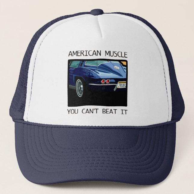 American muscle car, classic and vintage blue V8 Trucker Hat (Front)