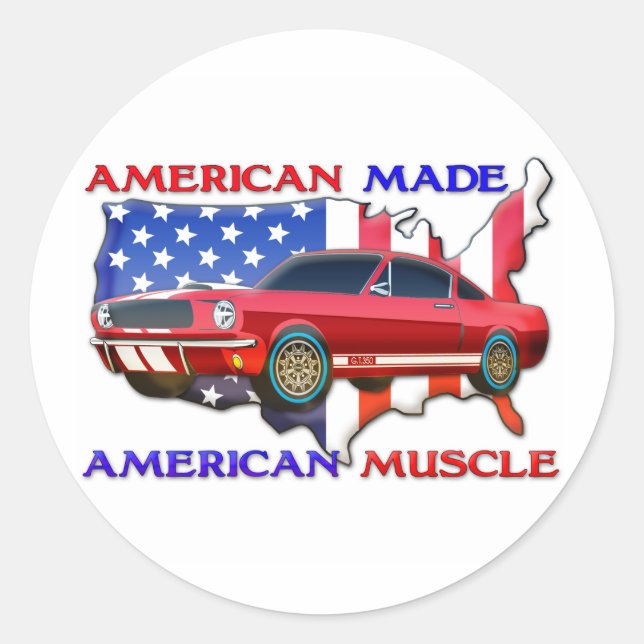 American Muscle Car Classic Round Sticker (Front)