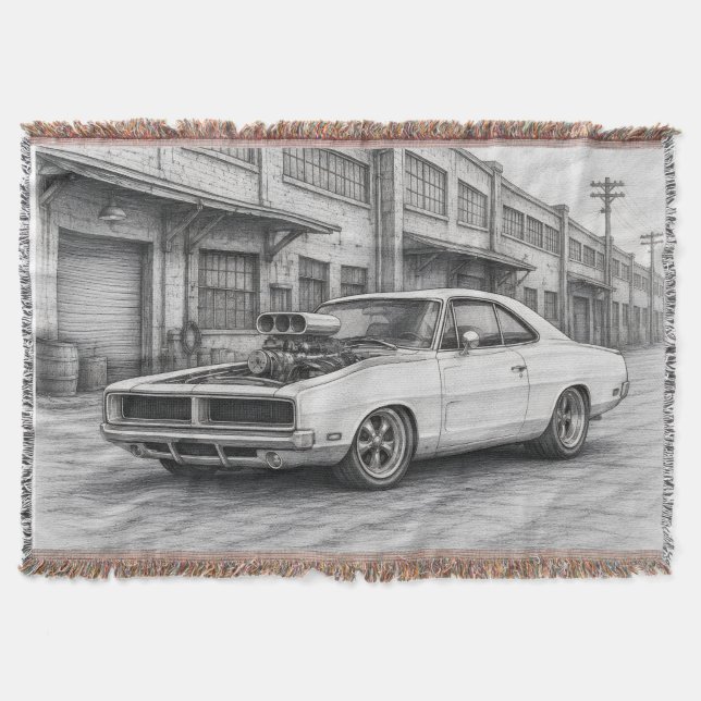 American Muscle Car Throw Blanket (Front)