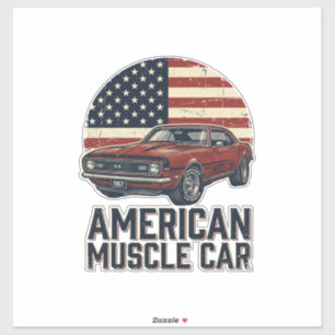 American Muscle Car Vintage Flag Shirt Design_1