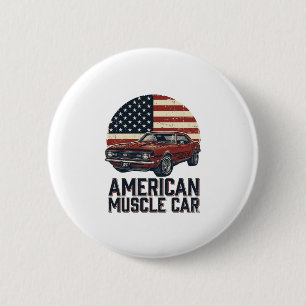 American Muscle Car Vintage Flag Shirt Design_1 6 Cm Round Badge