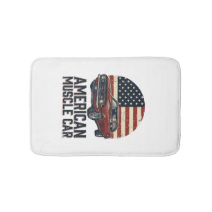 American Muscle Car Vintage Flag Shirt Design_1 Bath Mat