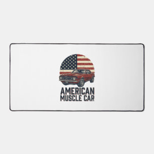 American Muscle Car Vintage Flag Shirt Design_1 Desk Mat