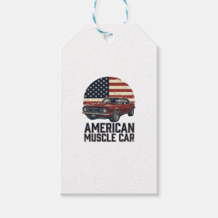 American Muscle Car Vintage Flag Shirt Design_1 Gift Tags