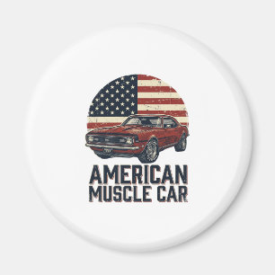American Muscle Car Vintage Flag Shirt Design_1 Magnet