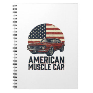 American Muscle Car Vintage Flag Shirt Design_1 Notebook