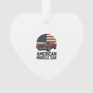 American Muscle Car Vintage Flag Shirt Design_1 Ornament