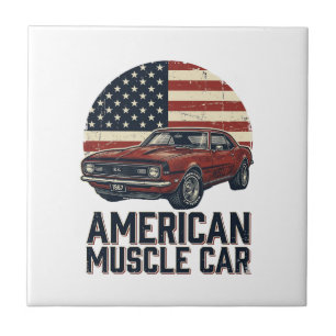 American Muscle Car Vintage Flag Shirt Design_1 Tile