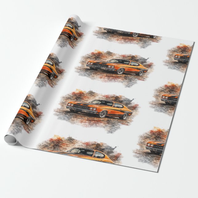 American Muscle Car Wrapping Paper (Unrolled)