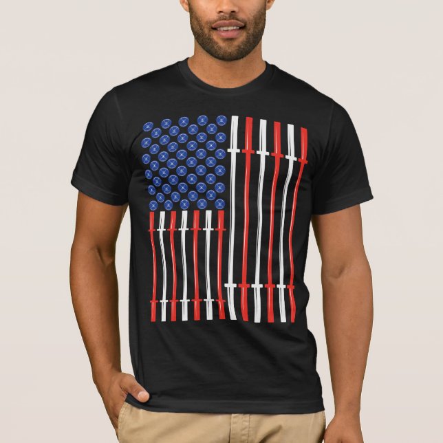 American Muscle - Flag Crossfit Gym Fitness Shirt (Front)