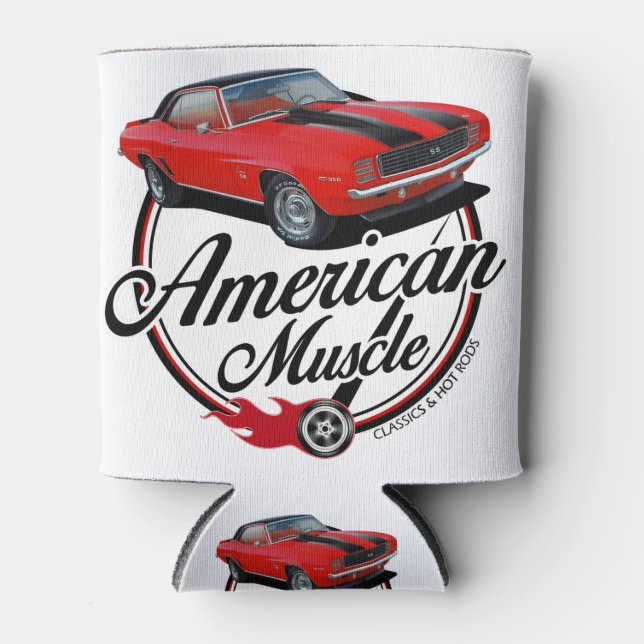 American Muscle Red Camaro Can Cooler (Front)
