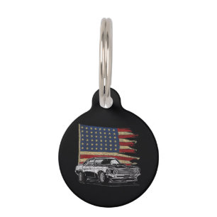 American Muscle Sports Car Muscle Car Flag Pet Tag