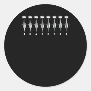 American Muscle V 8 Car Engine 18436572 Heart Beat Classic Round Sticker