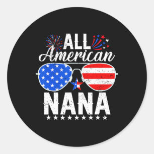 American Nana Funny 4th Of July Family Matching 1 Classic Round Sticker