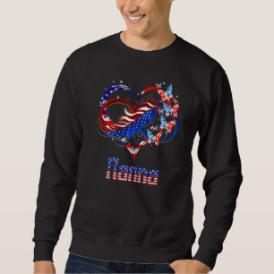 American Nanna Heart Butterlfies Patriotic 4th Of  Sweatshirt