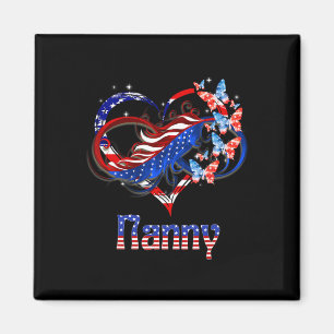American Nanny Heart Butterlfies Patriotic 4th Of Magnet