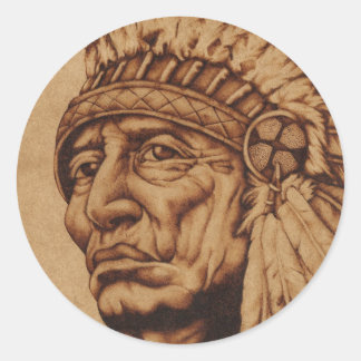 American Native Calcomania Classic Round Sticker