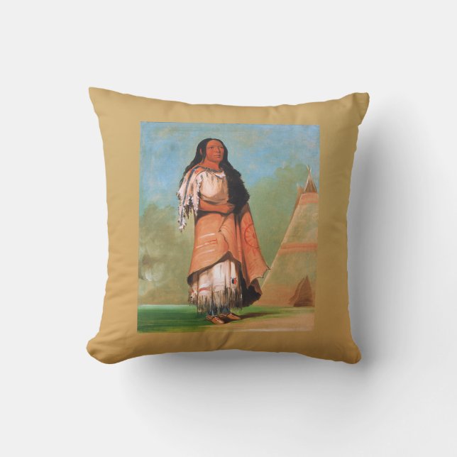 American Native Indian, Art of George Catlin Cushion (Front)