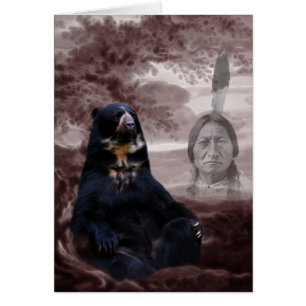 American Native Indian black bear greeting card