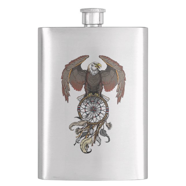 American native indians dreamcatcher hip flask (Front)