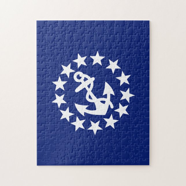 American Nautical Yacht Flag Anchor Stars Blue Jigsaw Puzzle (Vertical)